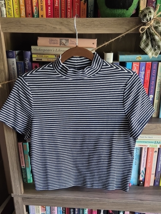 Levi's Tops - Levi's Navy and White Striped Mock-Neck Crop Top